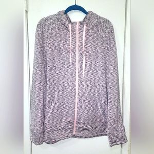 Talbots T by Talbots size3X Pink Marbled Front Zip Hoodie w/ Finger Holes